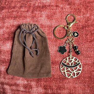 GEOMETRIC BAG CHARM, GOLD/BLACK CHARMS
